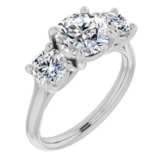 Round Three-Stone Moissanite Engagement Ring