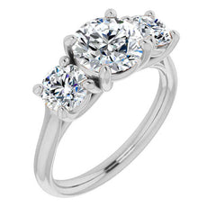 Round Three-Stone Moissanite Engagement Ring