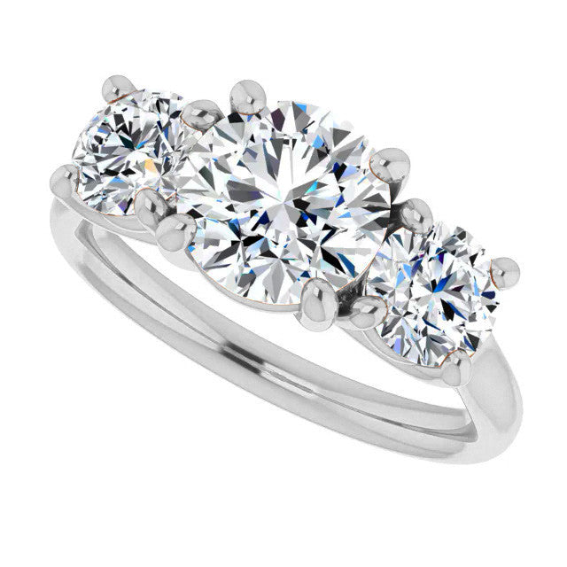 Round Three-Stone Moissanite Engagement Ring