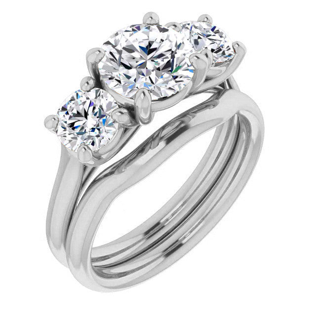 Round Three-Stone Moissanite Engagement Ring