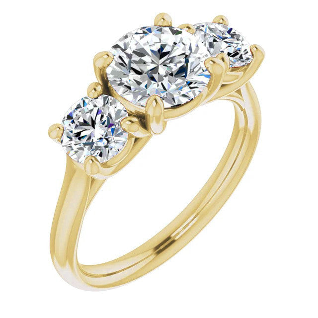 Round Three-Stone Moissanite Engagement Ring