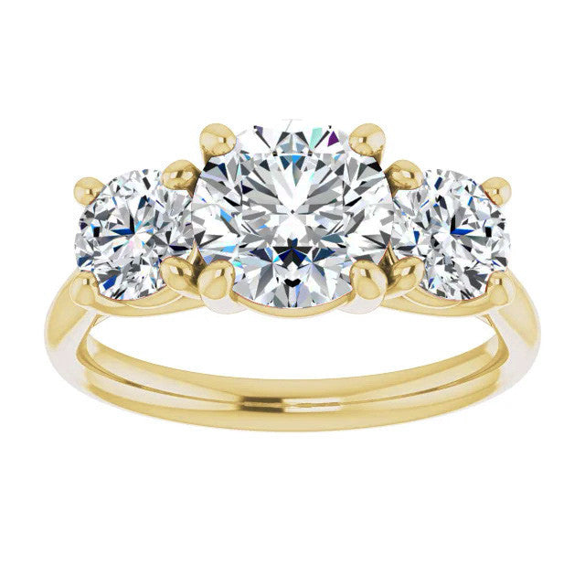 Round Three-Stone Moissanite Engagement Ring