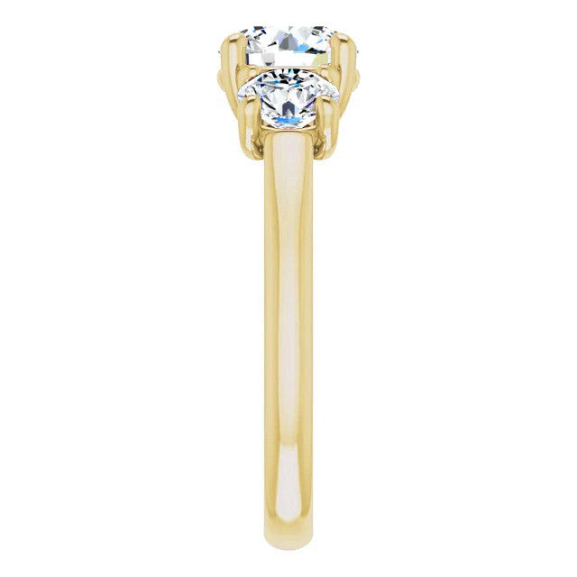 Round Three-Stone Moissanite Engagement Ring