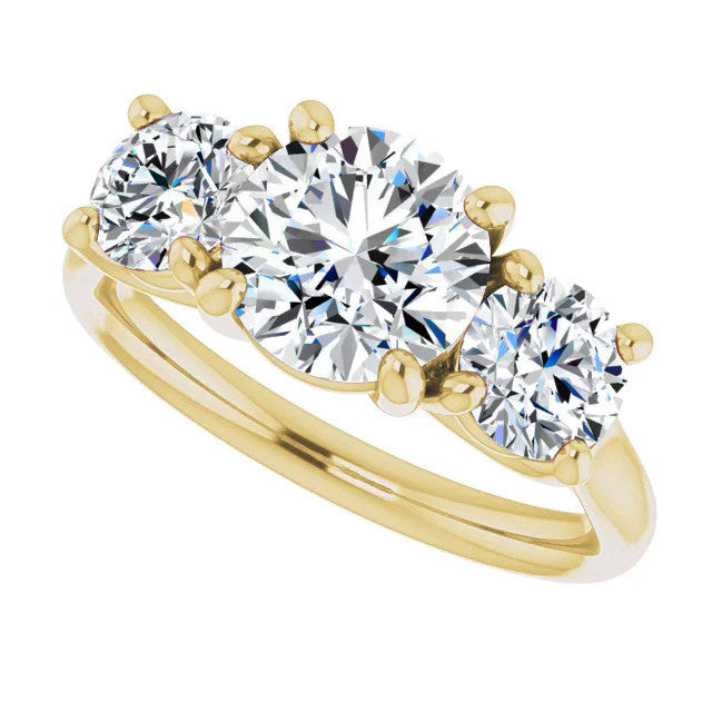 Round Three-Stone Moissanite Engagement Ring