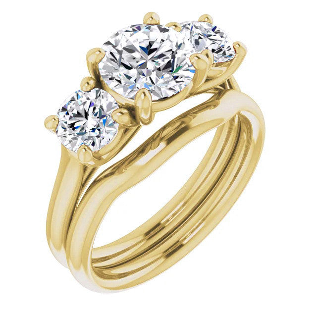 Round Three-Stone Moissanite Engagement Ring