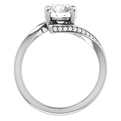 Round Designer Scroll Moissanite Engagement Ring
