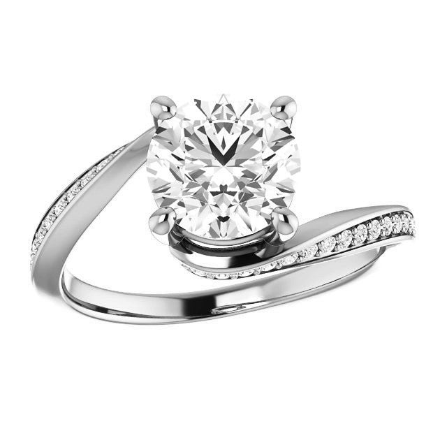 Round Designer Scroll Moissanite Engagement Ring