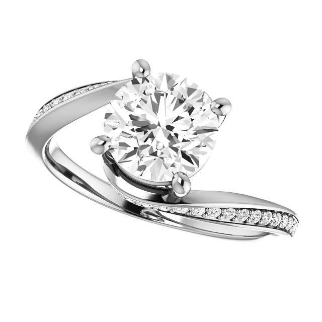 Round Designer Scroll Moissanite Engagement Ring