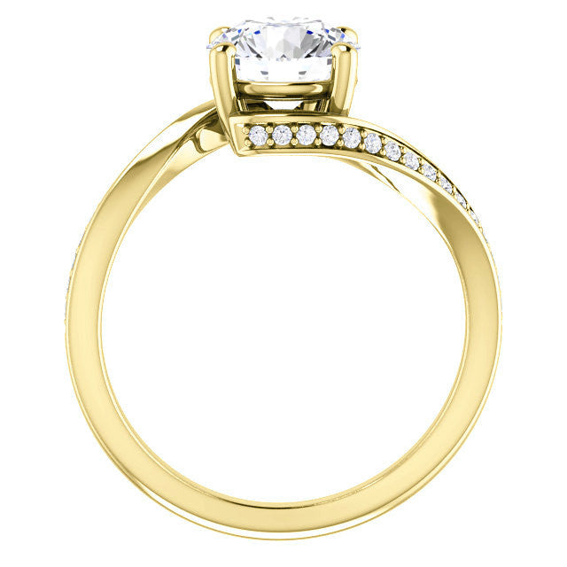 Round Designer Scroll Moissanite Engagement Ring