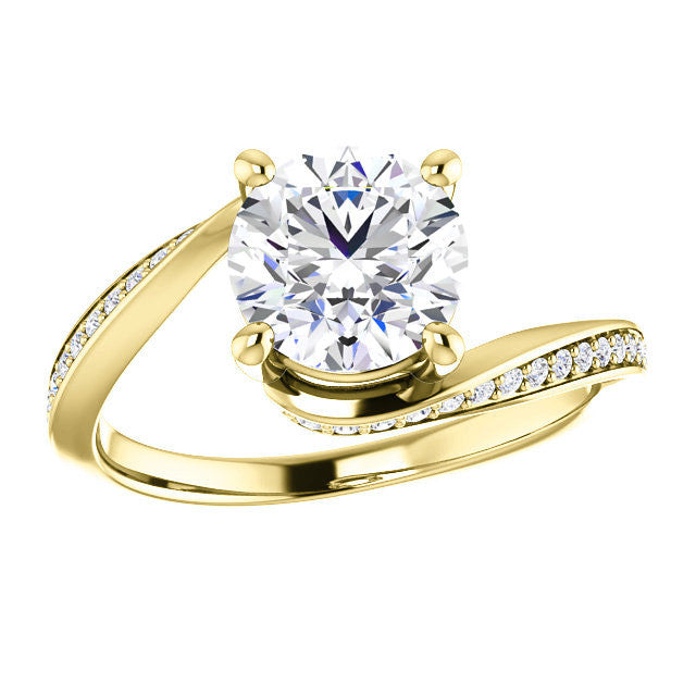 Round Designer Scroll Moissanite Engagement Ring