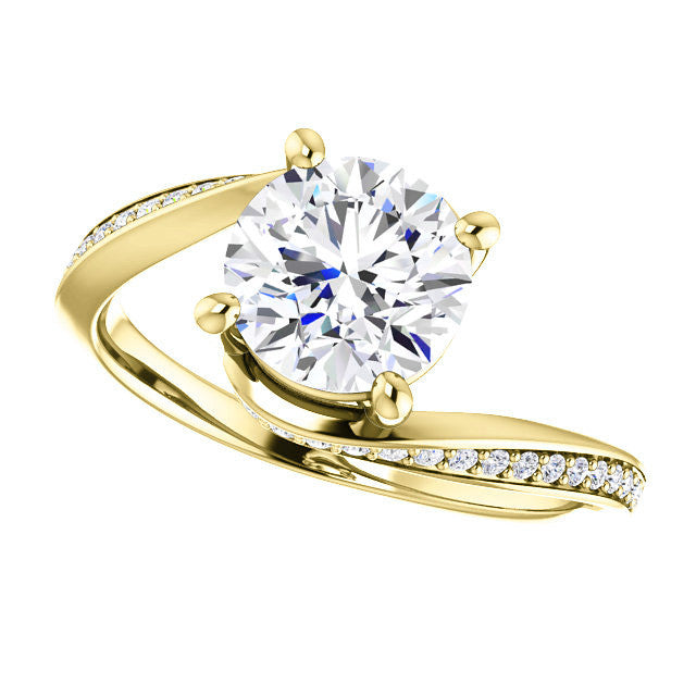 Round Designer Scroll Moissanite Engagement Ring