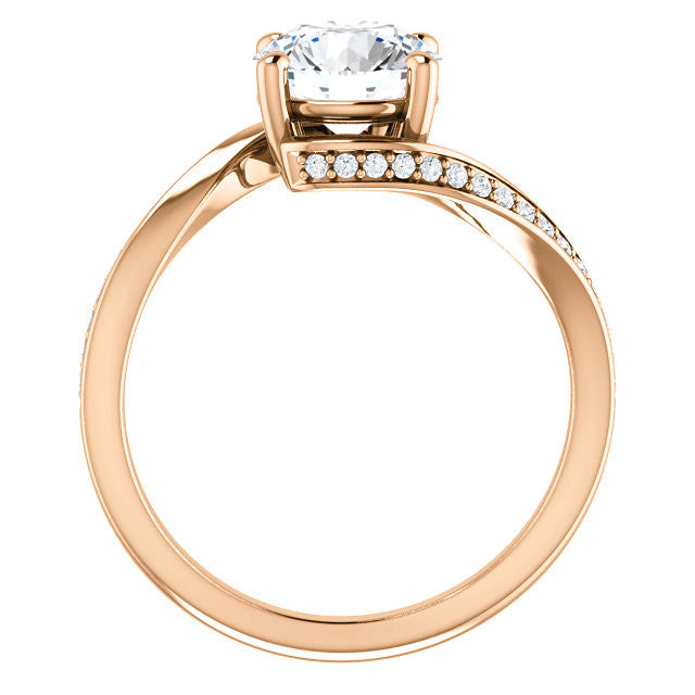 Round Designer Scroll Moissanite Engagement Ring