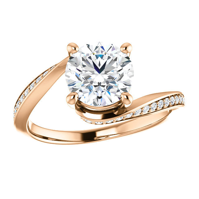 Round Designer Scroll Moissanite Engagement Ring