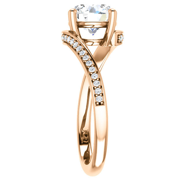 Round Designer Scroll Moissanite Engagement Ring