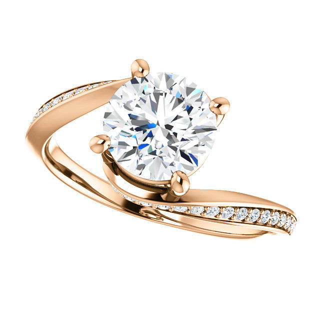 Round Designer Scroll Moissanite Engagement Ring