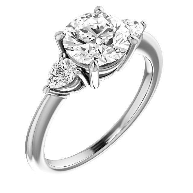 Round & Pear Moissanite 3-Stone Ring