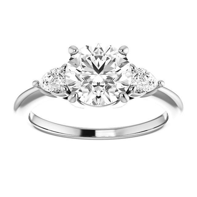 Round & Pear Moissanite 3-Stone Ring