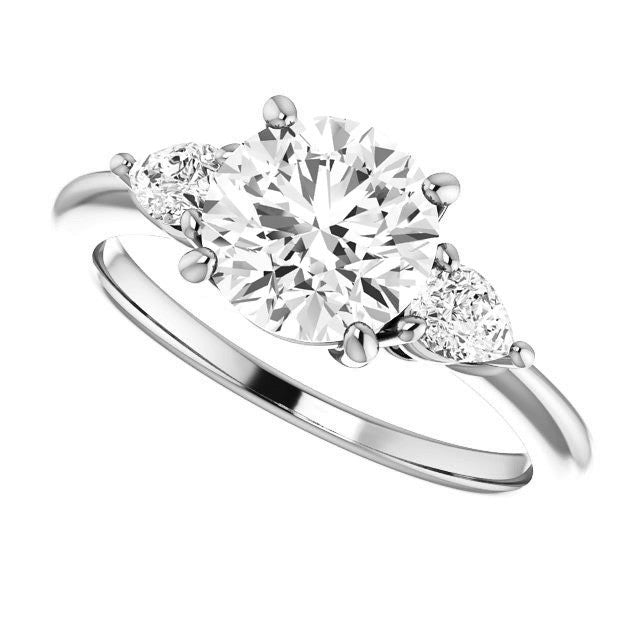 Round & Pear Moissanite 3-Stone Ring