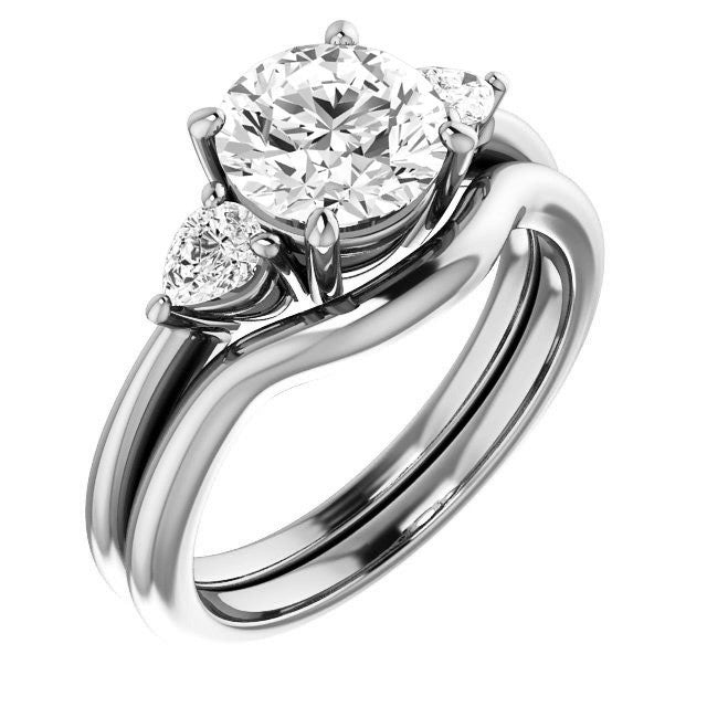 Round & Pear Moissanite 3-Stone Ring