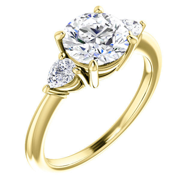 Round & Pear Moissanite 3-Stone Ring