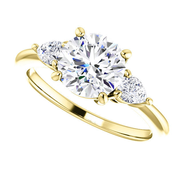 Round & Pear Moissanite 3-Stone Ring