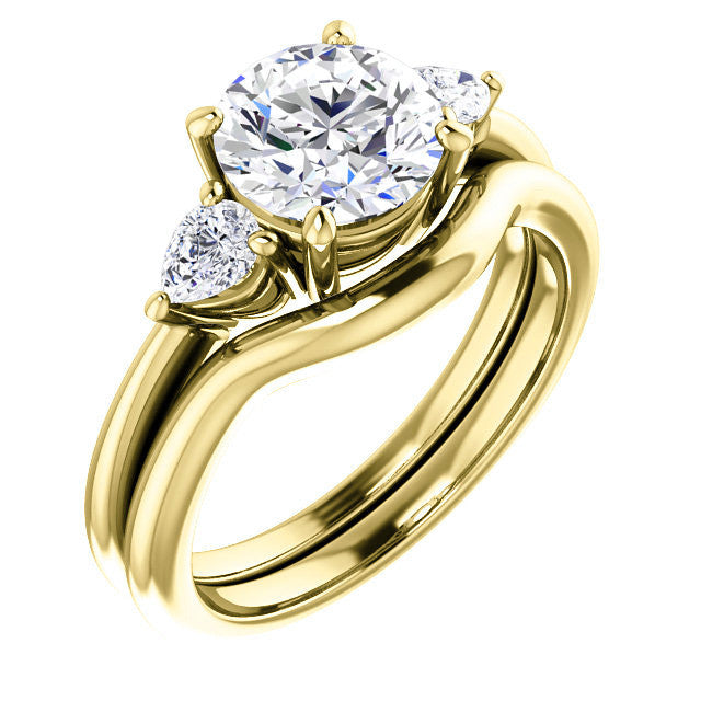 Round & Pear Moissanite 3-Stone Ring
