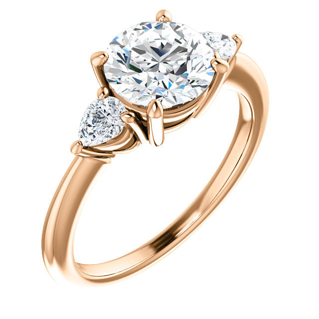 Round & Pear Moissanite 3-Stone Ring