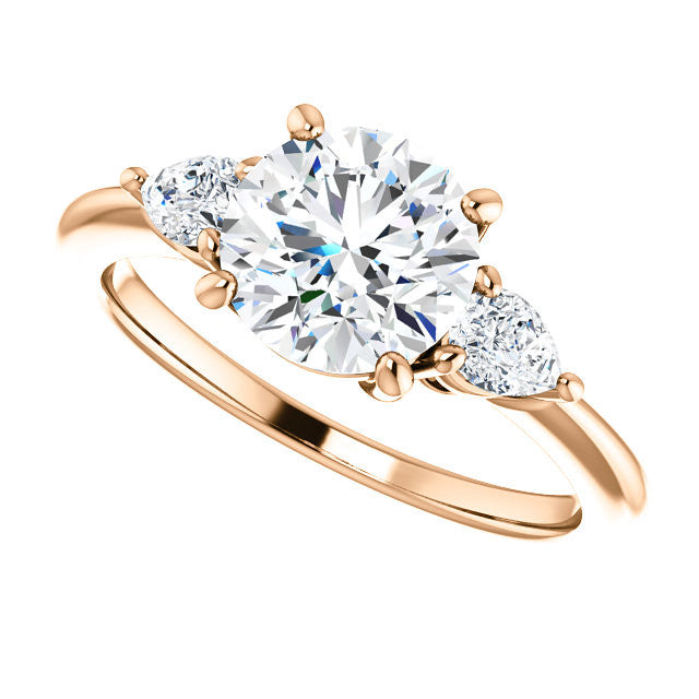 Round & Pear Moissanite 3-Stone Ring