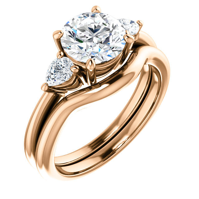 Round & Pear Moissanite 3-Stone Ring