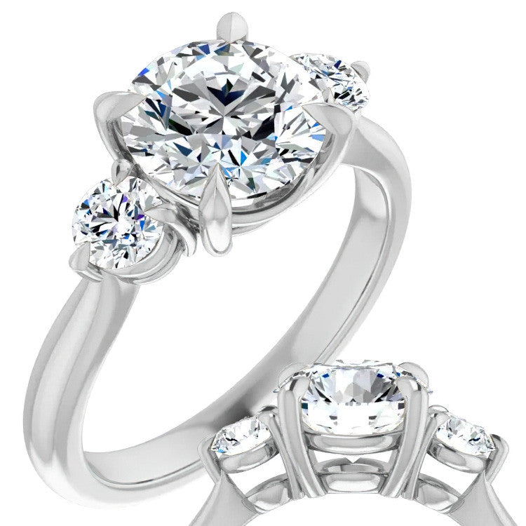 Round Brilliant Moissanite 3-Stone Ring