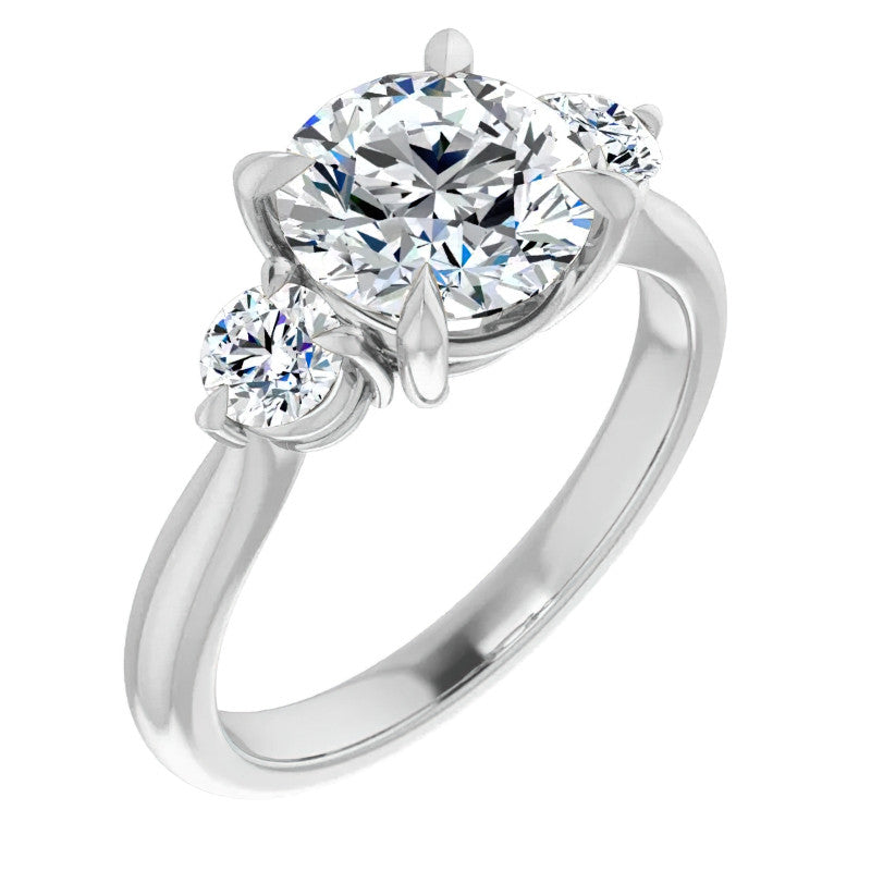 Round Brilliant Moissanite 3-Stone Ring
