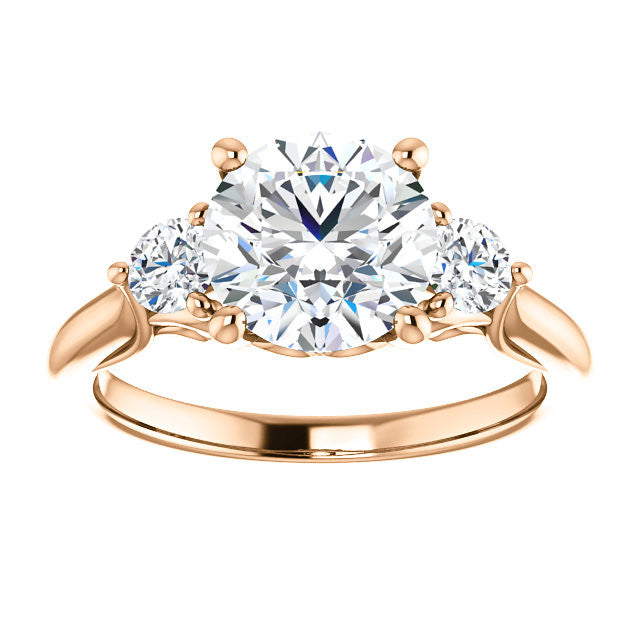 Round Brilliant Moissanite 3-Stone Ring with Scrolls