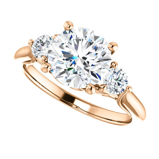 Round Brilliant Moissanite 3-Stone Ring with Scrolls