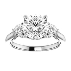 Round Brilliant Moissanite 3-Stone Ring with Scrolls