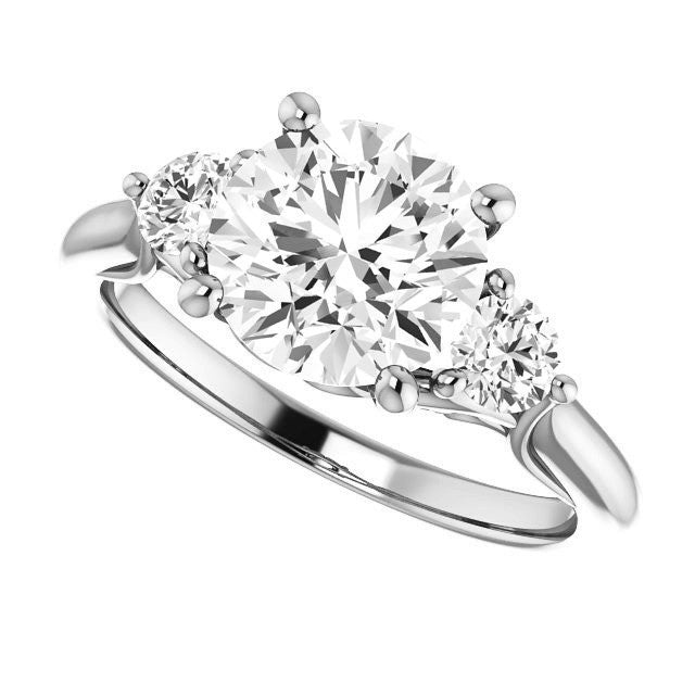 Round Brilliant Moissanite 3-Stone Ring with Scrolls