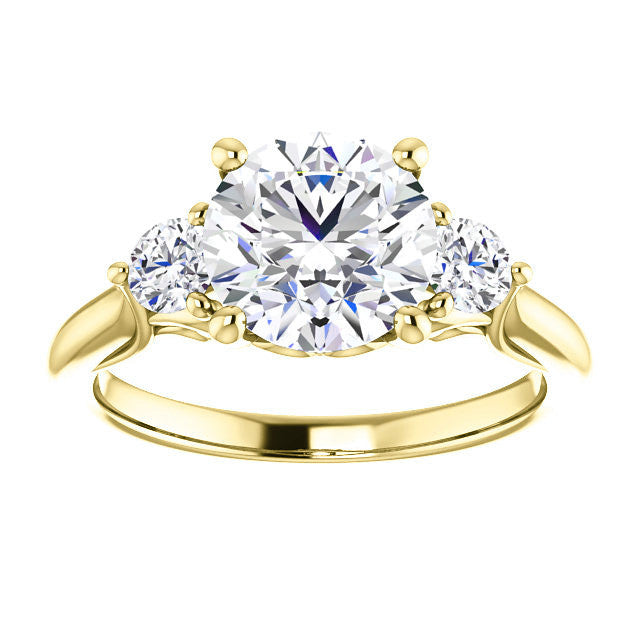 Round Brilliant Moissanite 3-Stone Ring with Scrolls