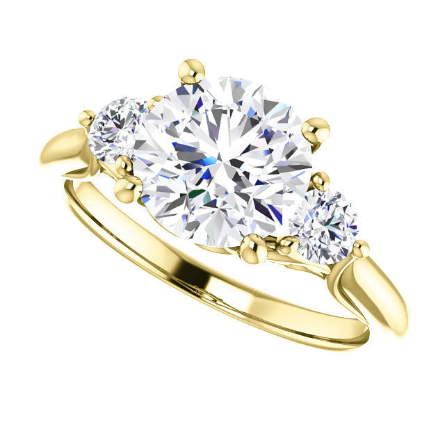 Round Brilliant Moissanite 3-Stone Ring with Scrolls