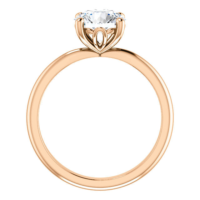 Round Moissanite Solitaire with Scroll Accent Basket Design
