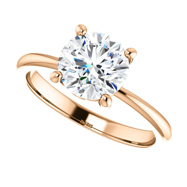 Round Moissanite Solitaire with Scroll Accent Basket Design