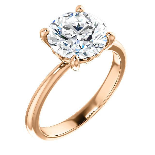 Round Moissanite Solitaire with Scroll Accent Basket Design