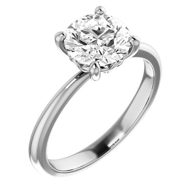 Round Moissanite Solitaire with Scroll Accent Basket Design
