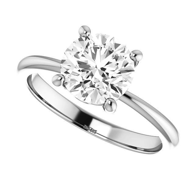 Round Moissanite Solitaire with Scroll Accent Basket Design