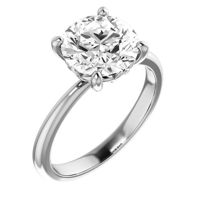 Round Moissanite Solitaire with Scroll Accent Basket Design
