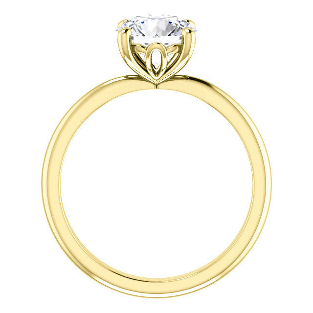 Round Moissanite Solitaire with Scroll Accent Basket Design