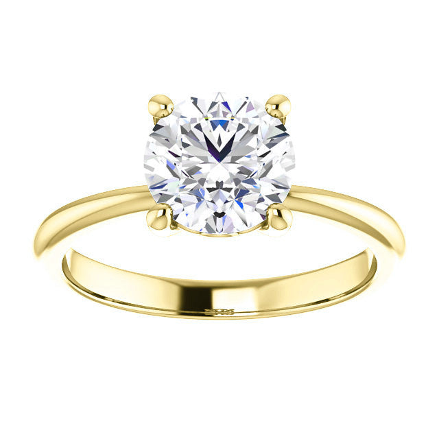Round Moissanite Solitaire with Scroll Accent Basket Design