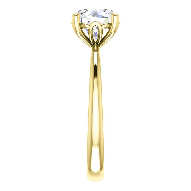 Round Moissanite Solitaire with Scroll Accent Basket Design