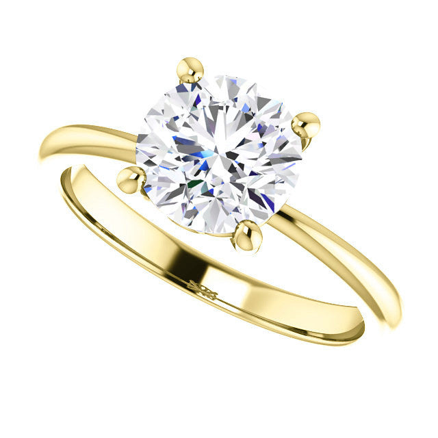 Round Moissanite Solitaire with Scroll Accent Basket Design
