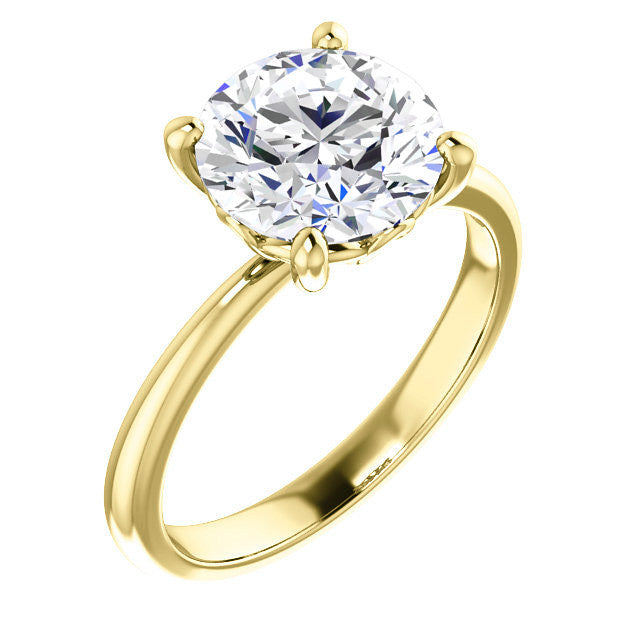 Round Moissanite Solitaire with Scroll Accent Basket Design