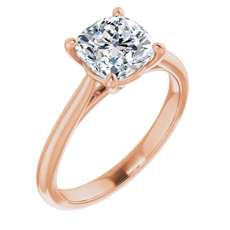 Cushion Cut Moissanite Cathedral Solitaire