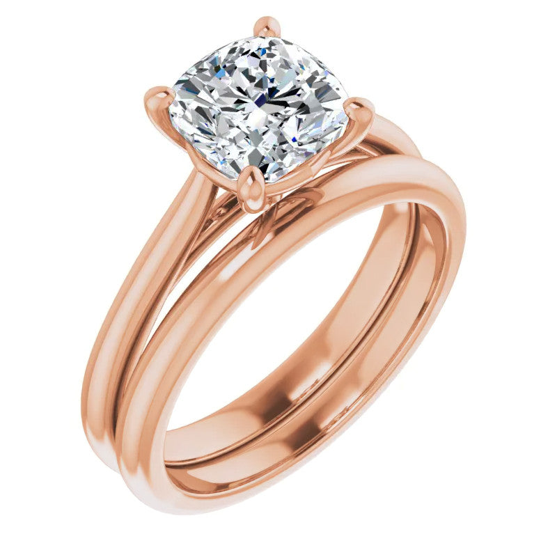 Cushion Cut Moissanite Cathedral Solitaire